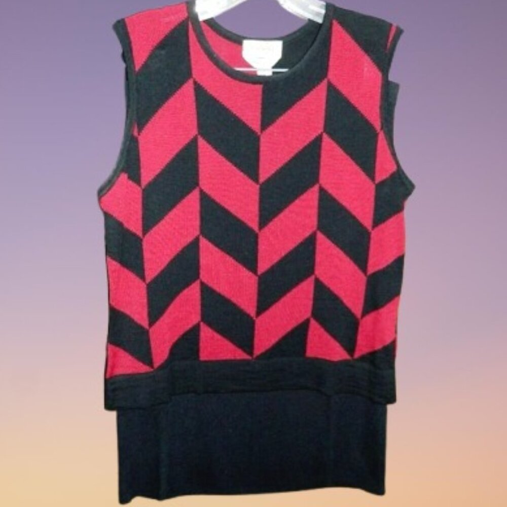 Women’s 2-Piece Top and Skirt Medium TALBOT’S PETITES Black Red